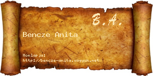 Bencze Anita névjegykártya