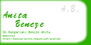 anita bencze business card